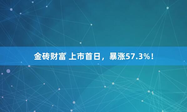 金砖财富 上市首日，暴涨57.3%！